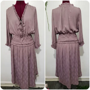 ANTHRO Current Air Drapey Ruffled feather dress S